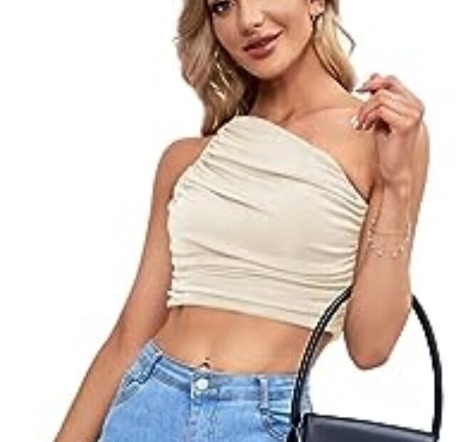 Women's Sexy Ruched One Shoulder Crop Top