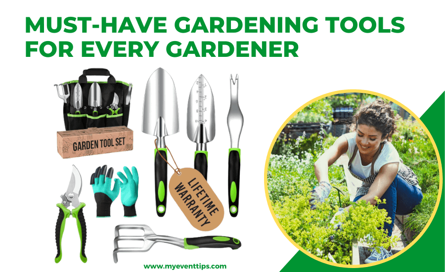 A women in the gardern is using 10 Best gardening tools one by one.